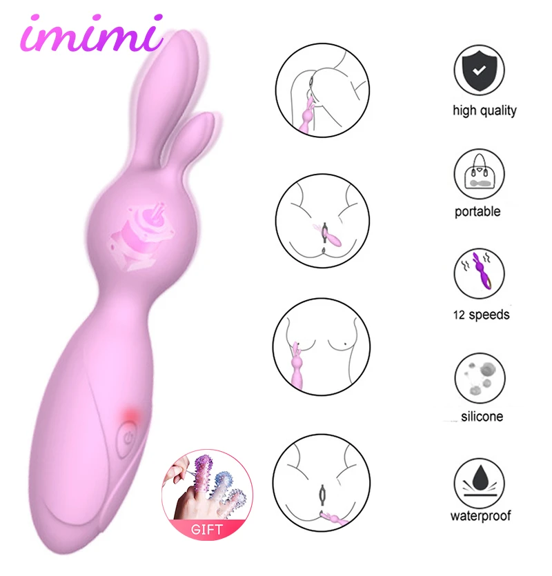 Мощный вибратор кролик для точки G Анальный с зарядкой от USB Стимуляция клитора