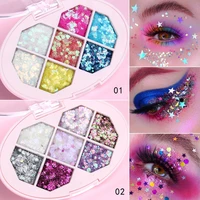 holographic mermaid glitter eyeshadow pallete shimmer body eye face sequin gel makeup glitter cosmetics festival jewels pigment