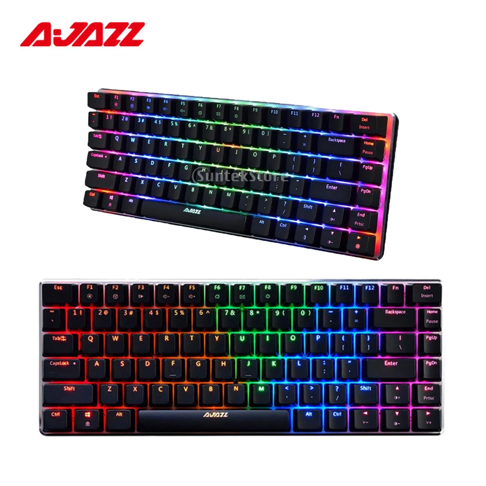 Ajazz AK33 82 клавиши Проводная Механическая игровая клавиатура RGB синий