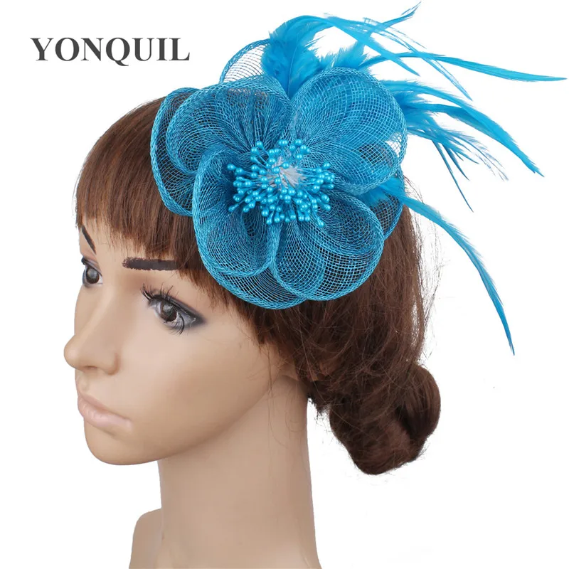 Свадебные аксессуары для волос Sinamay Вуалетка головной убор украшение с перьями