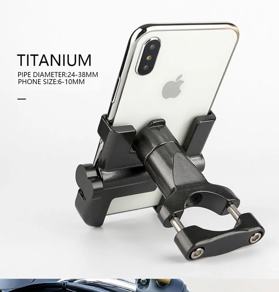 C1-Titanium Алюминиевый держатель для телефона на велосипед, мотоциклетный кронштейн для 3,5-6,2 дюймового смартфона, регулируемая поддержка gps, подставка для телефона на велосипед - Цвет: C1-Titanium