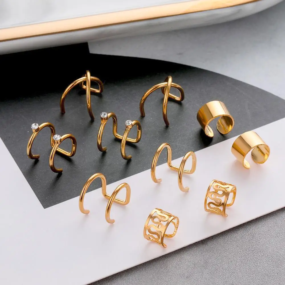 

Fashionable And Simple Metal Ear Cuff No Piercing Ear Girl Earring Lady Clip Wrap Clip Cartilage Earring Fake Ear Jewelry F D5f3