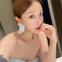 new shiny rhinestone moon earrings womens fashion jewelry maxi womens evening dress statement earrings accessories