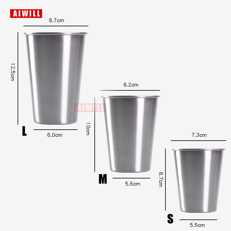 Aiwill 1/2/3/4 шт. лидер продаж однослойная кружка для пива из нержавеющей стали 304