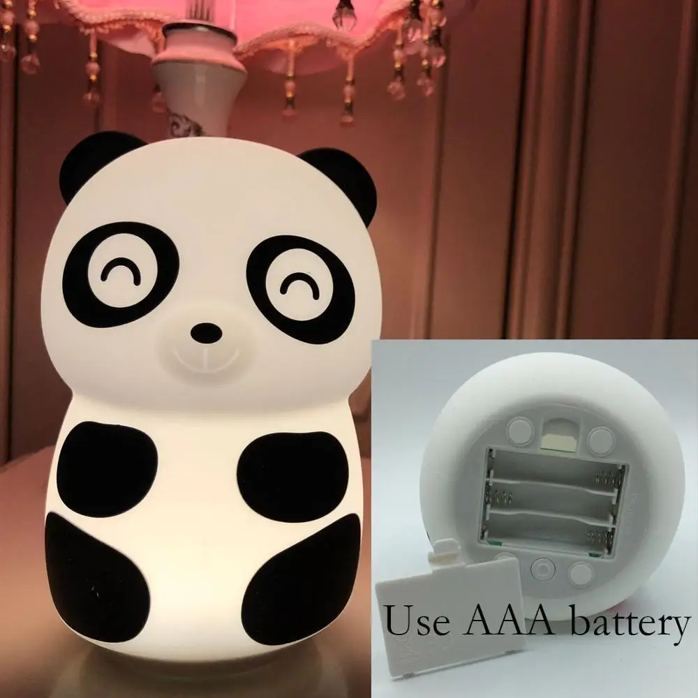 Panda-AAA Милый ночник с пандой для детей, 7 цветов, измененный ночник, Санта-Клаус, детский usb-зарядка для спальни, рождественские подарки - Испускаемый цвет: Panda-AAA