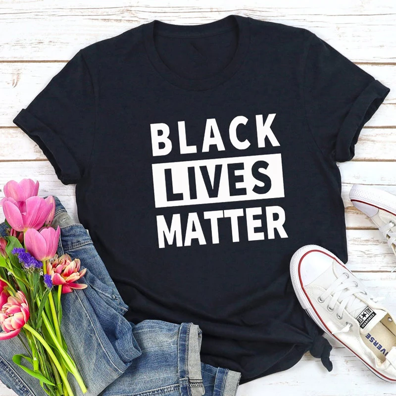 

Футболка из 100% хлопка Black Lives Matter, повседневная женская футболка с коротким рукавом, унисекс, черная футболка с графическим слоганом