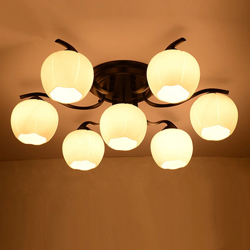 

2016 Nordic Simple Curve Iron Led Chandelier American Pastoral Frosted Glass Ceiling Chandelier
