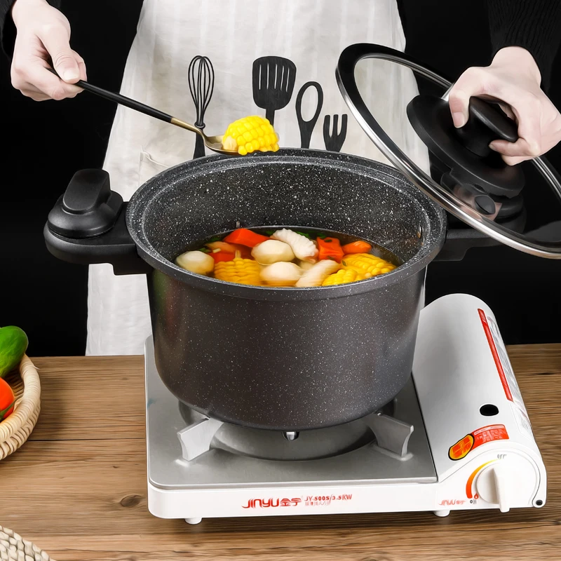 

Medical Stone Soup Pot Deep Frying Pan Micro Pressure Non-Stick Pan Household Low Pressure Stew Pot Induction Cooker Suitable