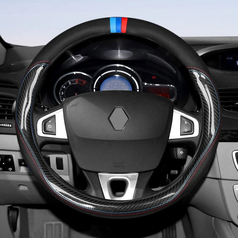 

Carbon Fiber Leather Steering Wheel Cover For Renault Captur Fluence Kangoo Megane Scenic Koleos Espace Protection Accessories