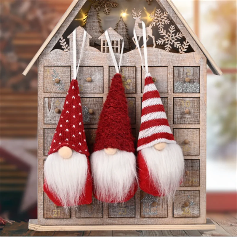 

Christmas Tree Decoration Pendant Mini Knitted Faceless Forest Old Man Ornaments 2022 New Year Navidad Natal Noel 2021 Xmas Noel
