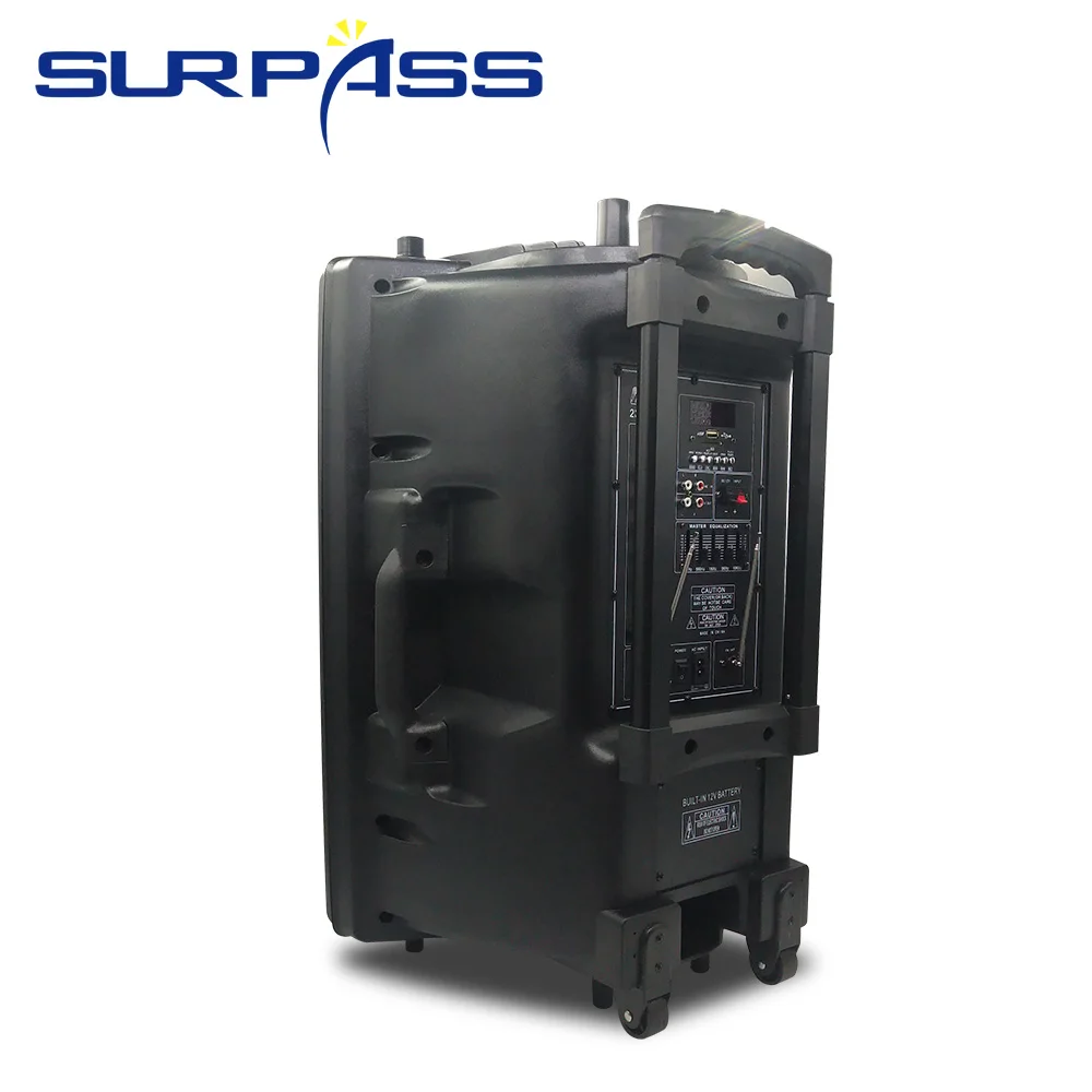 구매 휴대용 사운드 앰프 15 인치 블루투스 가라오케 스피커, 무선 마이크 세트 야외 트롤리 배터리 Tv 고출력