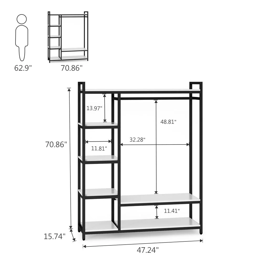 Free Standing Closet Organizer Heavy Duty 6 Shelves Storage Rack | Мебель