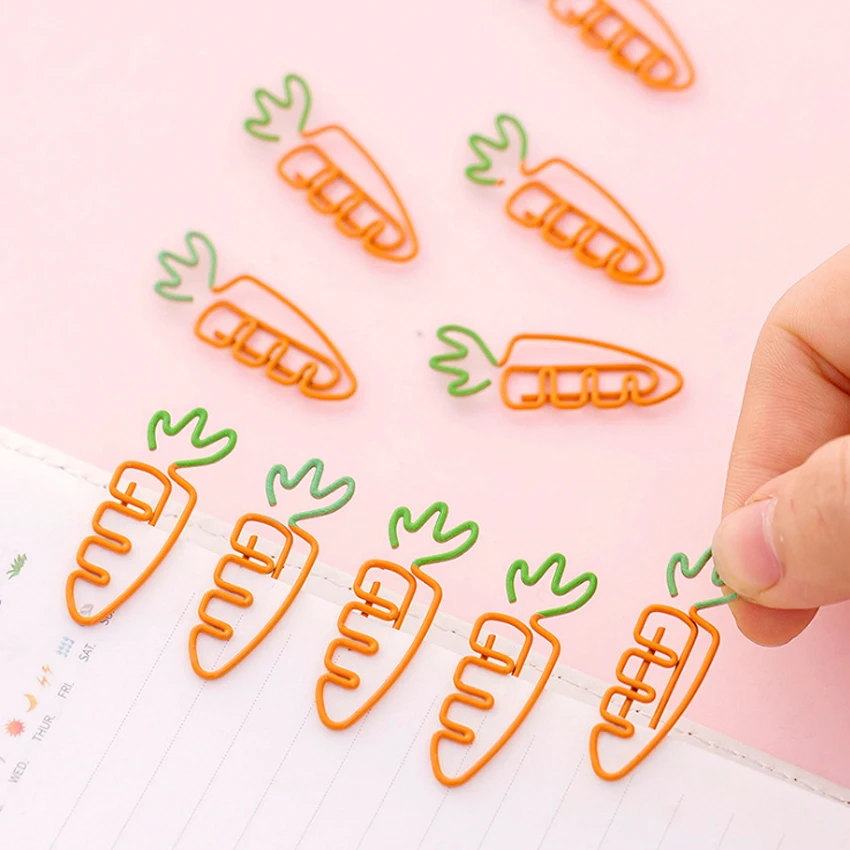 

free shipping 50pcs Carrot shape paperclip bookmark pin Metal Bookmarks Stationery Student Gift Books Marker Page