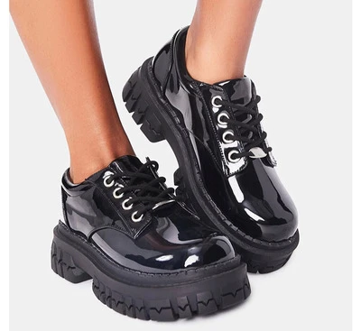 

2022 British Black Shoes for Women Fashion Lace Up Women Casual Shoes Low Ladies Comfortable Leather Plataforma Shoes Zapatos