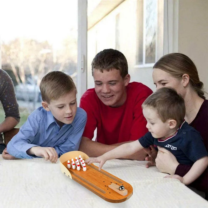

Children Toys Wooden Mini Desktop Bowling Game Toy Set Fun Indoor Parent-Child Interactive Table Game Bowling Developmental Toys