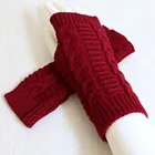 Новые Вязаные длинные перчатки для женщин, теплые зимние перчатки с вышивкой, перчатки без пальцев для женщин и девочек