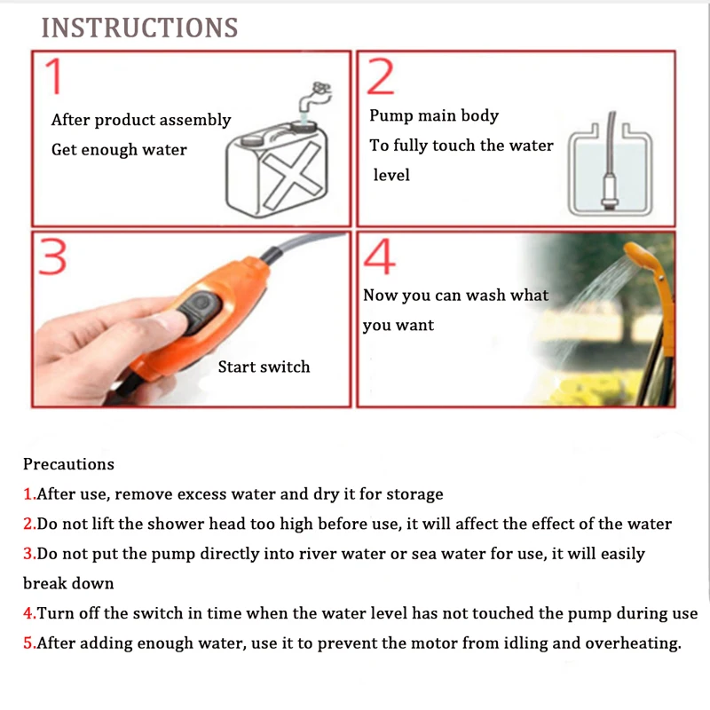 

Outdoor Camping Shower Set Portable Folding Bucket 12V Electric Shower Hiking Car Washing Plant Watering Shower Nozzle Set