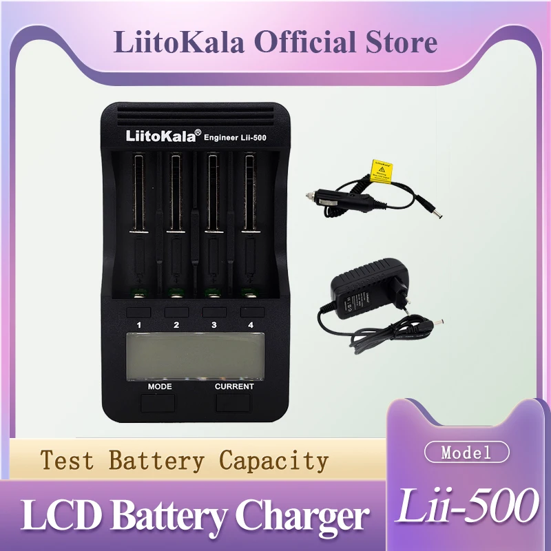 

Зарядное устройство Liitokala Lii-600, 500, 500S, для аккумуляторов 1,2 В–3,7 В, 18650, 26650, 21700, проверка емкости аккумулятора, сенсорное управление