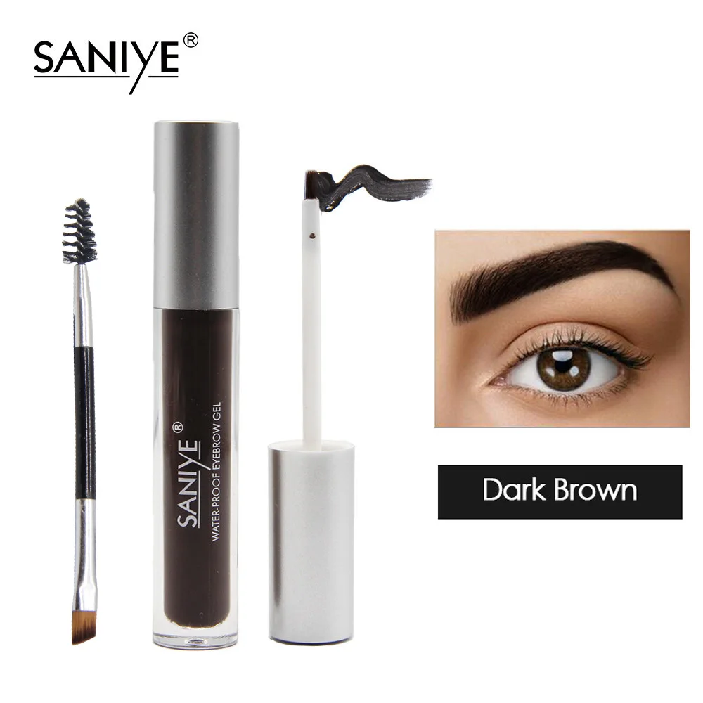 Dark brown SANIYE коричневый гель для бровей, макияж для бровей, усиленный краситель для бровей, с помощью кисти для макияжа M303 - Цвет: Dark brown