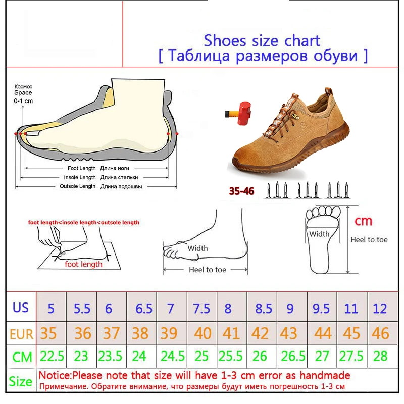

100% Cow Suede Safety Shoes Men Fashion Breathable Working Shoes Steel Toe Protective Construction Large Size 36-46