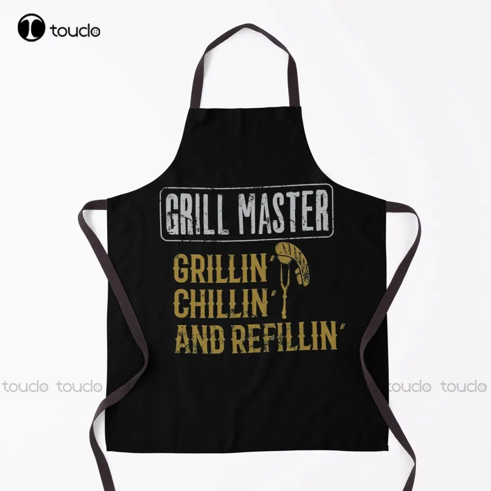

New Bbq Grill Master Grillin Chillin Refillin Apron Black Aprons For Servers Unisex
