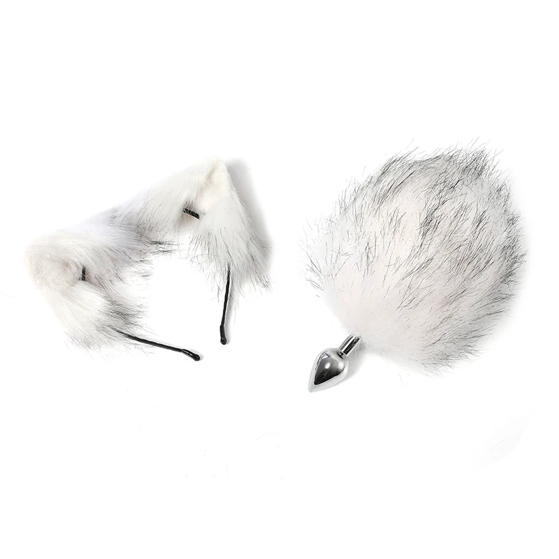 Большой dia16 см Кролик Лисий хвост Металлические анальные бусины Анальная пробка