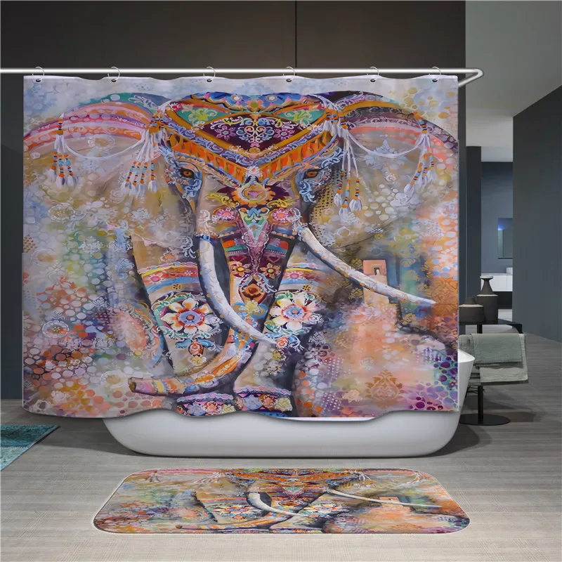 Водонепроницаемая душевая занавеска Miracille из полиэстера с принтом индийского