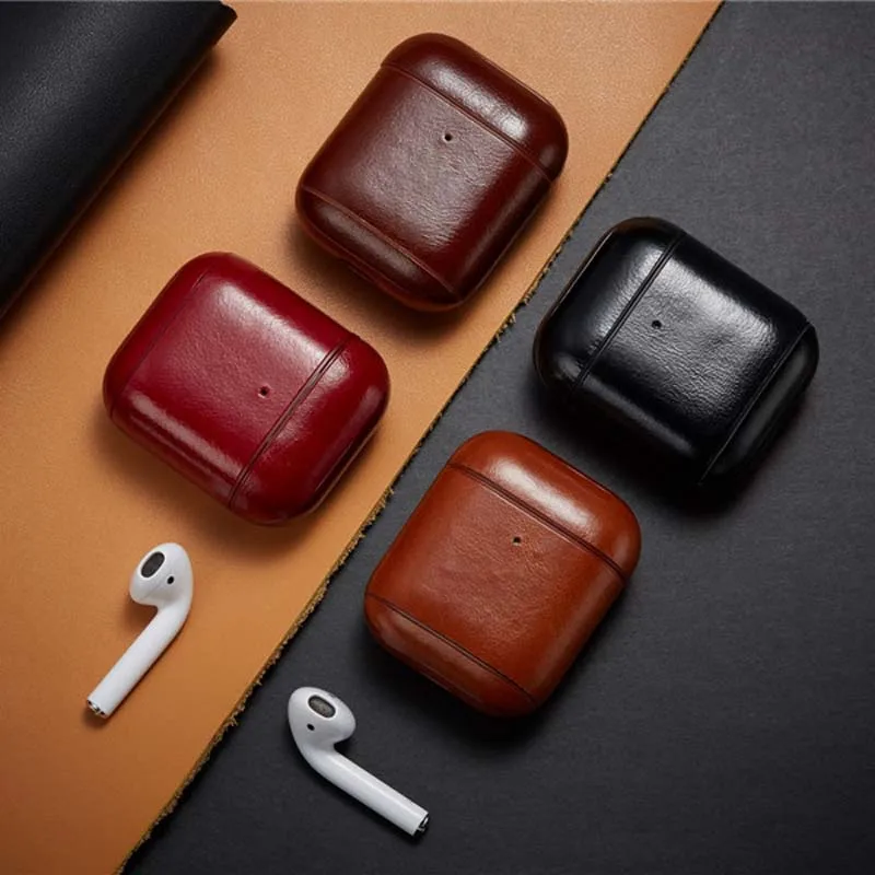Чехлы для беспроводных наушников Apple AirPods кожаный чехол Air Pods 1/2 роскошный