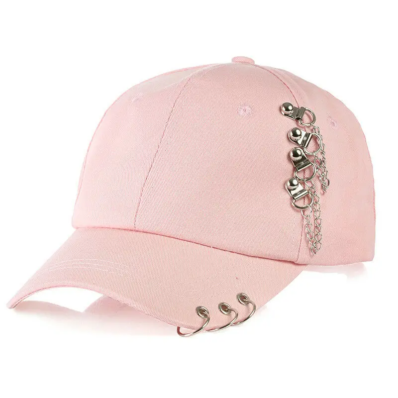 Ball Casual Sport Sun Cap With Iron Ring And Chain Black Whi