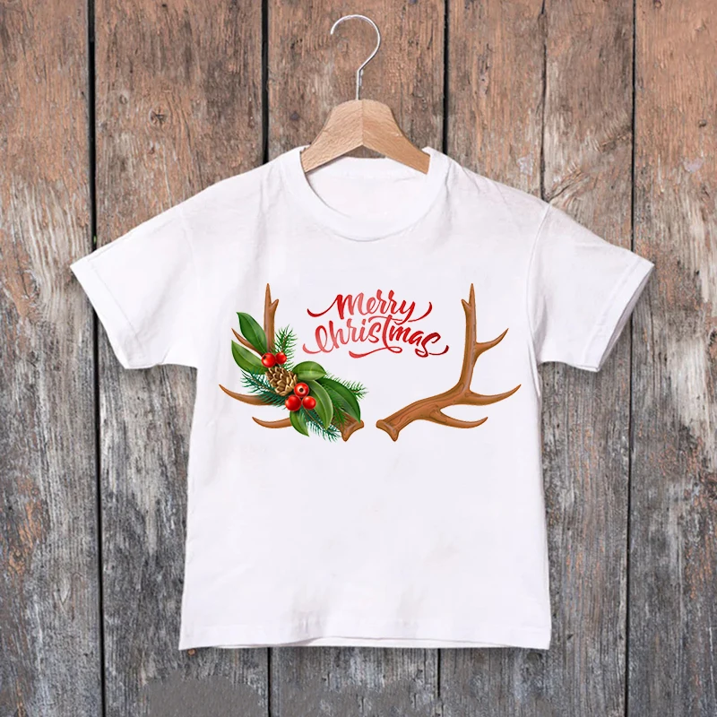 Camiseta divertida de &aacute;rboles de ciervos de Navidad para ni&ntilde;os y ni&ntilde;as, ropa de Navidad, camisetas Harajuku, Top de manga corta 2022-0