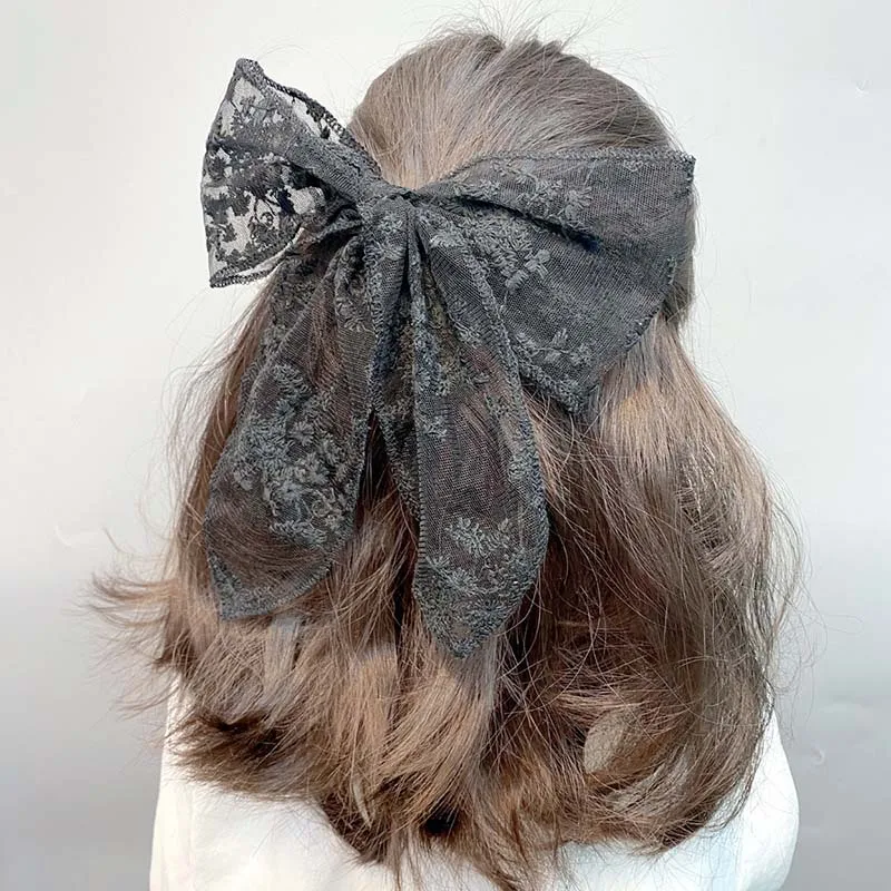

Women Girls Cute Hair Rope Lace Flower Bow Ribbon Hair Ornament Big Lace Flower Bows Hair Ring Women Fashion Hair Accessories