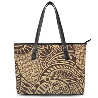 polynesian traditional tribal print custom luxury handbags for women hand bags unique trendy pu leather tote bags hawaiian style