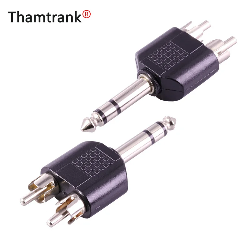 100 шт. 3 полюса стерео 6 35 мм штекер к двойным RCA Вилки Аудио разъем папа 2xRCA Мужской