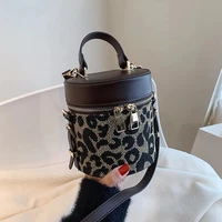 leopard crossbody messenger bags mini bucket bag short handle for women 2021 pu leather houndstooth shoulder handbags tote