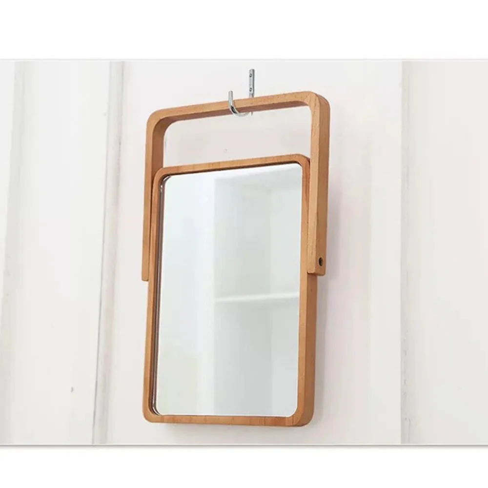 

1PC Rectangular Makeup Mirror Dressing Mirror Wooden Frame Mirror Desktop Mirror for Girls