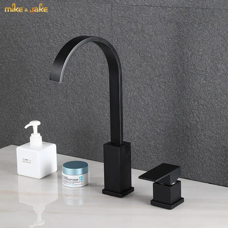 Смеситель для ванной с широким краном черный золотистый кран Водопад раковины -