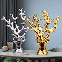electroplating ceramic coral crafts golden silver branches desktop ornaments abstract art coral room decoration christmas gifts