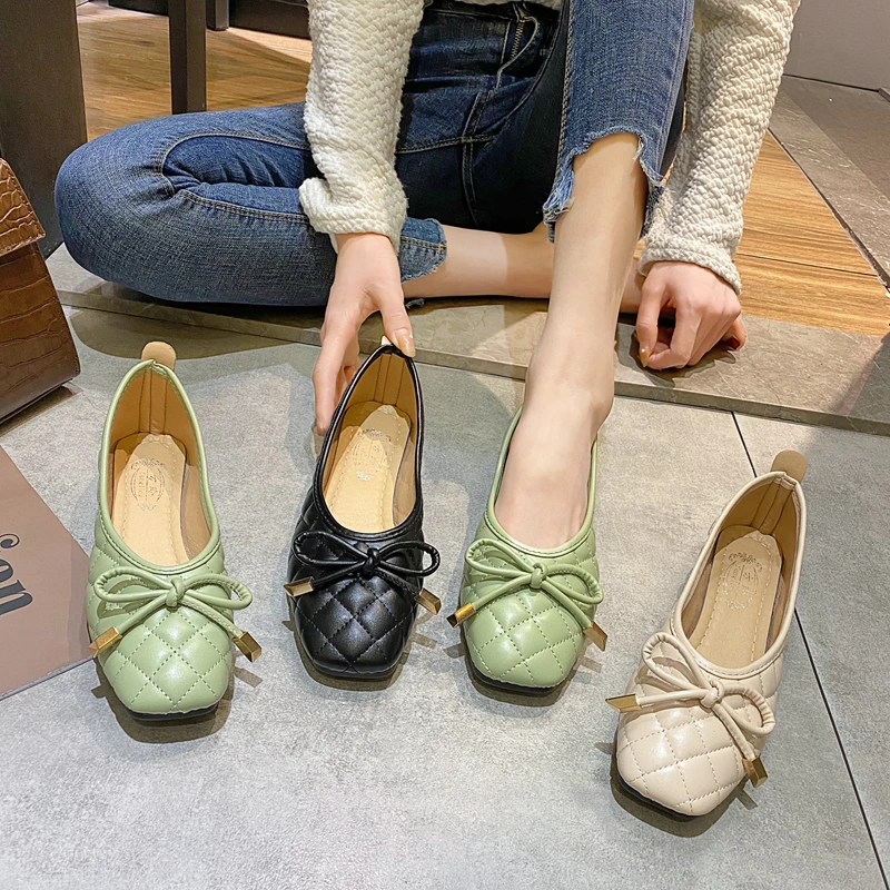

MIYEDA Spring Summer Flat Shoes Women PU Lazy Shoes Solid Slip-On Squard Toe Loafer Shoes Ladiers Casual Shoes