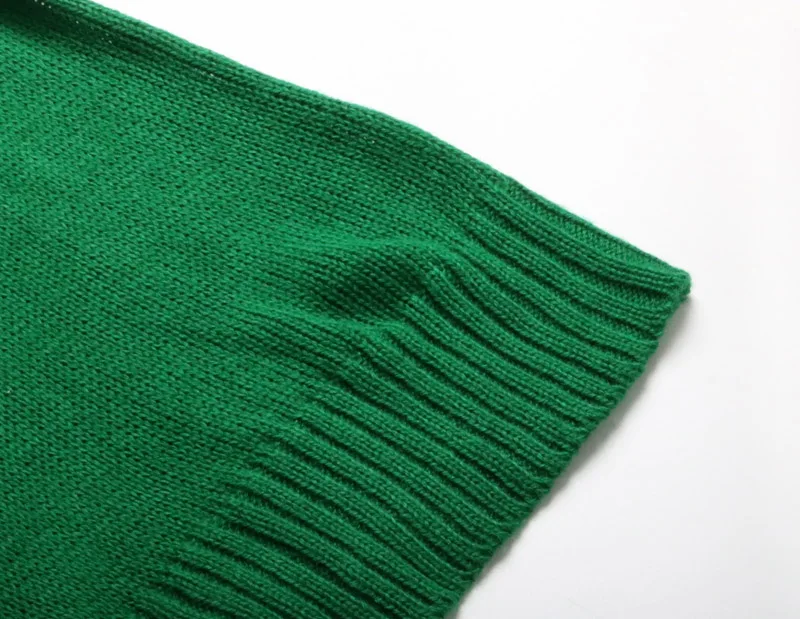 

Women Green Sweater Mock Turtleneck Short Pullover Striped Chic Autumn Winter Sweater Simple Lady Knit Jacket Outwear YY-6137