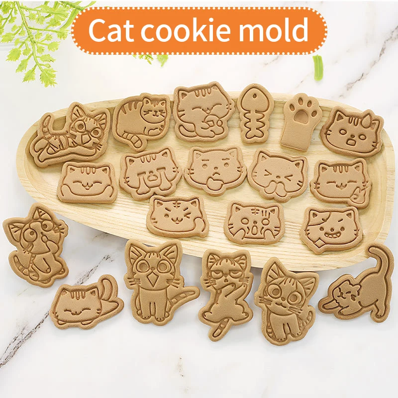 

3d Biscuit Mould Cartoon Cat Claw Cat Shape Plastic Cookie Mold Diy Household Baking Cookie Press Baking Utensils Cookie Mold