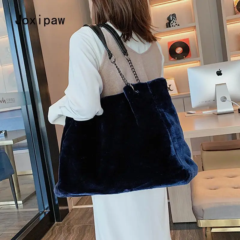 

Зимняя большая сумка-тоут из мягкого меха, женская новая сумка на плечо из меха, женская сумка, сумка для отдыха, сумочка