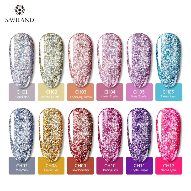 Голографическая блестящая Радужная Гель лак для ногтей SAVILAND блестящий Блестящий