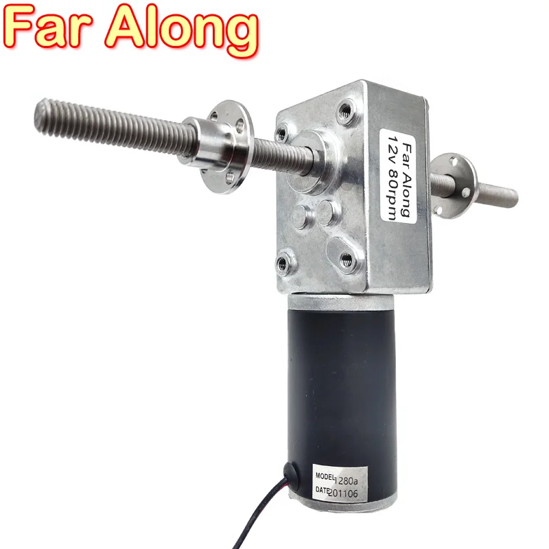 Двигатель червячной передачи постоянного тока 12 В 24 двухрезьбовой вал M8