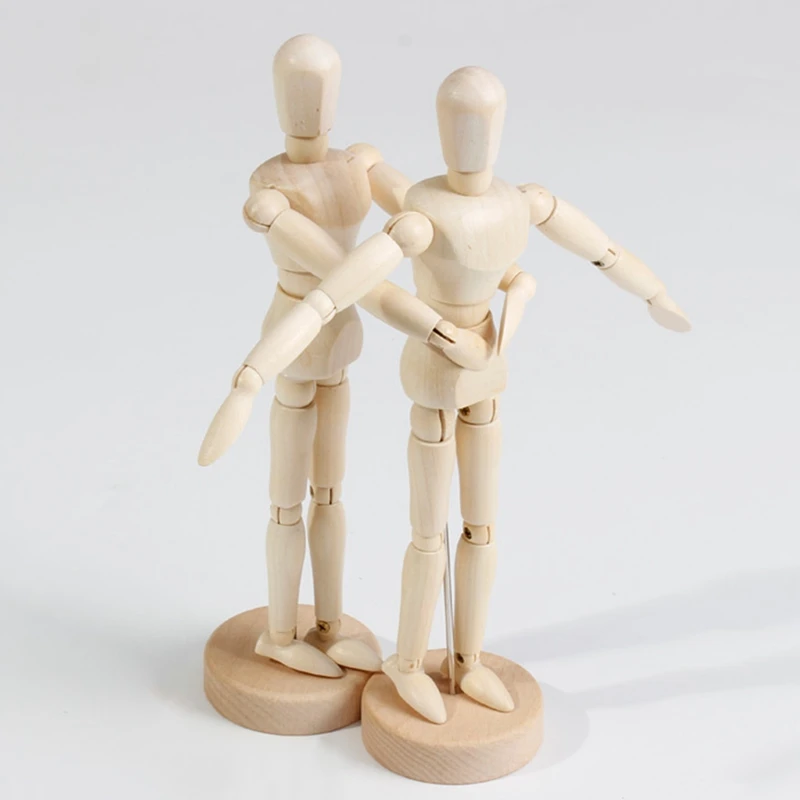 14cm Wooden Man Model Action Figure Mannequin Toys Cute Body Movable Limbs Doll Flexible Sketch Models Children Adult Art Draw