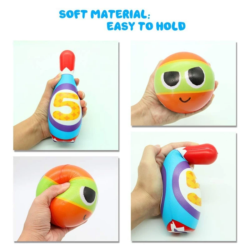 Kids Foam Bowling Set 10 Indoor Colorful Soft Pins 2 Balls Toddlers Toys Printed with Number Sport Gift for Baby Boys | Игрушки и хобби