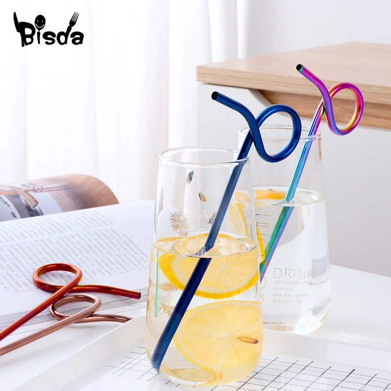 8 шт. соломинки из нержавеющей стали + 1 щетка многоразовая Питьевая соломинка