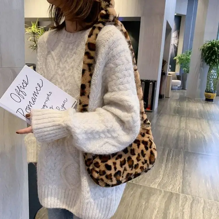Новинка 2020 зимняя плюшевая упаковка сексуальная леопардовая женская сумка