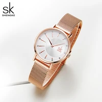 shengke quartz watch women mesh stainless steel watchband casual wristwatch japan movement bayan kol saati reloj mujer 2020