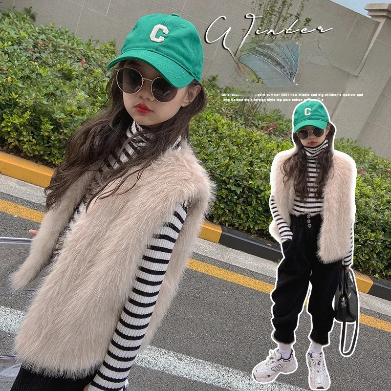 

Жилет детский из искусственного меха и хлопка, на осень и зиму