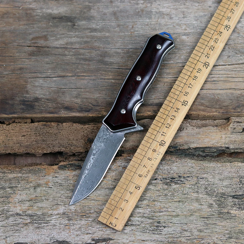 

CR230 Дамасская сталь лезвие красного сандалового дерева ручка складной нож Открытый Кемпинг многофункциональный нож для кухни и охоты инстр...